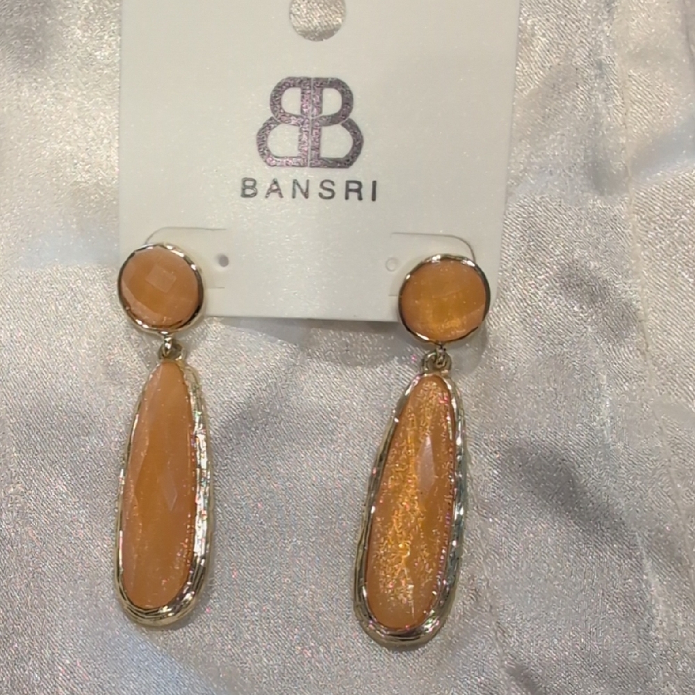 Orange And Gold Teardrop Earrings With Elegant Design